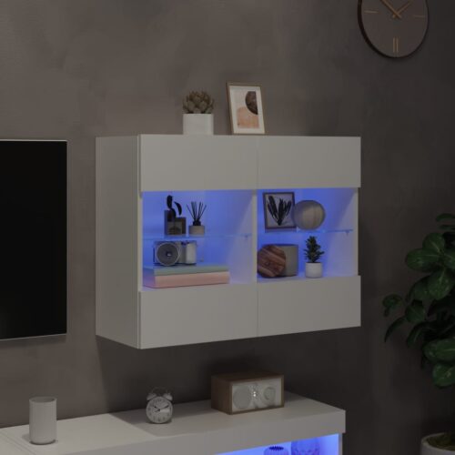 TV Wall Cabinet with LED Lights White 78.5x30x60.5cm - Image 4