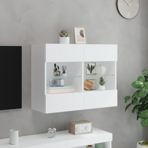 TV Wall Cabinet with LED Lights White 78.5x30x60.5cm - Image 5
