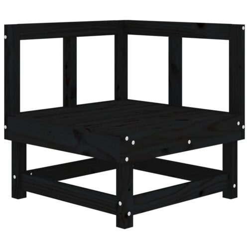Corner Sofa with Cushions Black Solid Wood Pine - Image 6