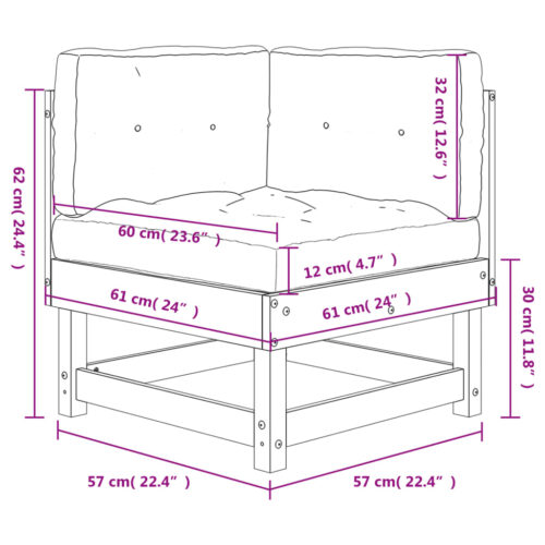Corner Sofa with Cushions Black Solid Wood Pine - Image 9