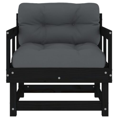 Garden Chairs with Cushions 2pcs Black Solid Wood Pine - Image 4