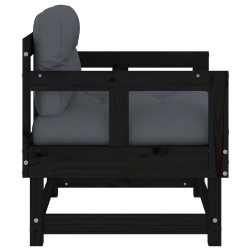 Garden Chairs with Cushions 2pcs Black Solid Wood Pine - Image 5