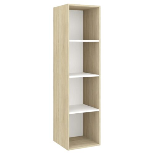 Wall-mounted TV Cabinet Sonoma Oak White 37x37x142.5cm Engineered Wood - Image 2