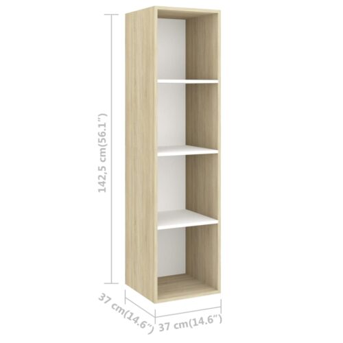 Wall-mounted TV Cabinet Sonoma Oak White 37x37x142.5cm Engineered Wood - Image 9