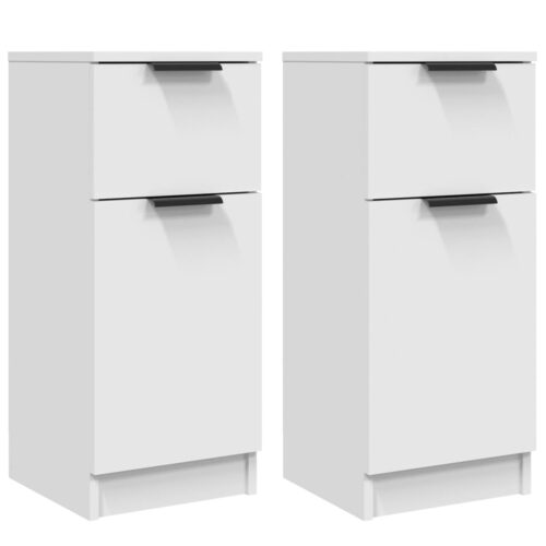 Sideboards 2pcs White 30x30x70cm Engineered Wood - Image 2