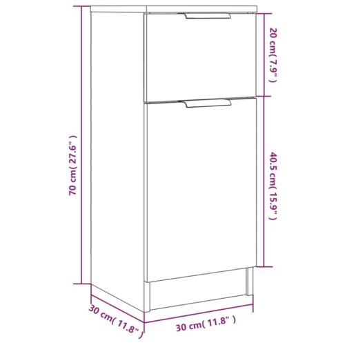 Sideboards 2pcs White 30x30x70cm Engineered Wood - Image 11