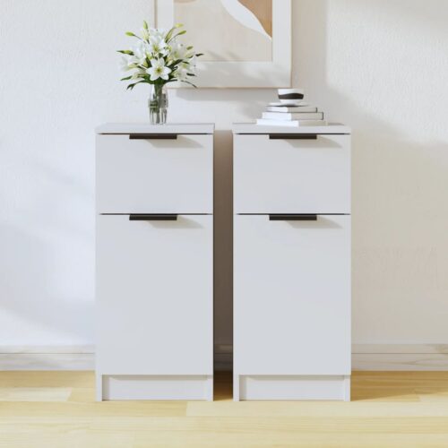 Sideboards 2pcs White 30x30x70cm Engineered Wood - Image 12
