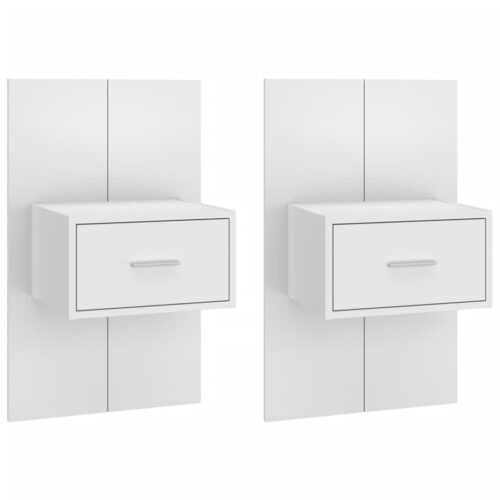 Wall-mounted Bedside Cabinets 2pcs White - Image 2