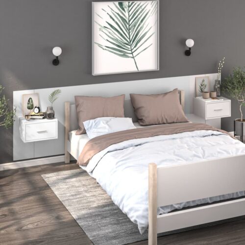 Wall-mounted Bedside Cabinets 2pcs White - Image 10