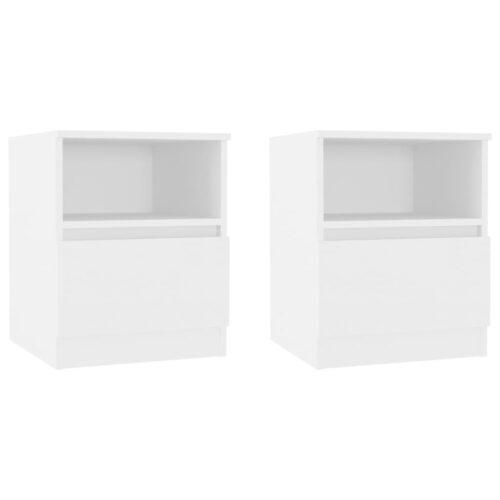 Bed Cabinets 2pcs White 40x40x50cm Engineered Wood - Image 2