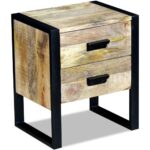 Side Table with 2 Drawers Solid Mango Wood 43x33x51cm
