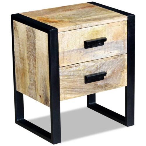 Side Table with 2 Drawers Solid Mango Wood 43x33x51cm - Image 2