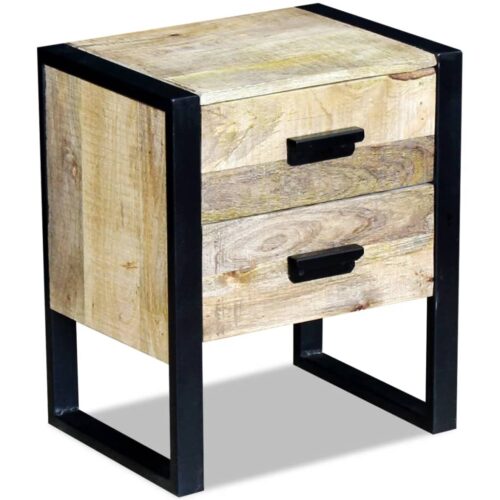 Side Table with 2 Drawers Solid Mango Wood 43x33x51cm - Image 3