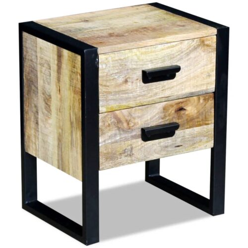 Side Table with 2 Drawers Solid Mango Wood 43x33x51cm - Image 4