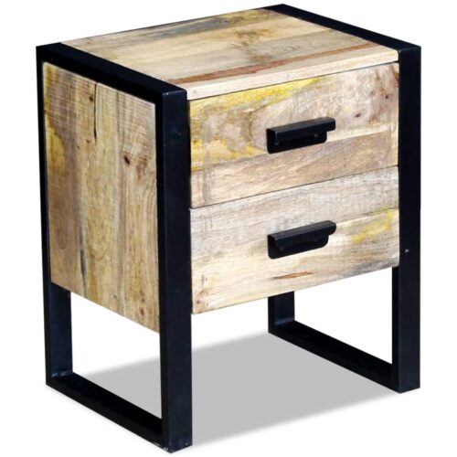 Side Table with 2 Drawers Solid Mango Wood 43x33x51cm - Image 5