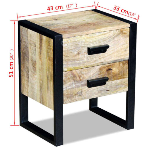 Side Table with 2 Drawers Solid Mango Wood 43x33x51cm - Image 8