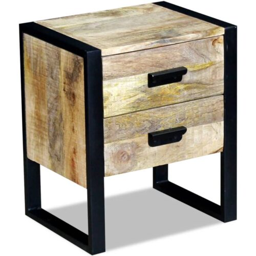Side Table with 2 Drawers Solid Mango Wood 43x33x51cm - Image 9