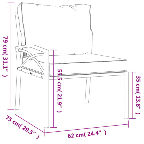Garden Chairs with Grey Cushions 2pcs 62x75x79cm Steel - Image 9