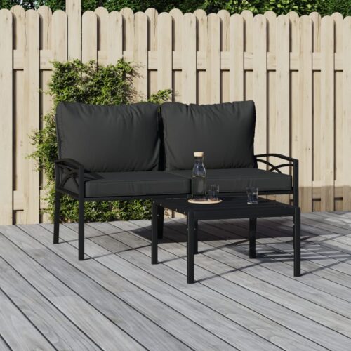 Garden Chairs with Grey Cushions 2pcs 62x75x79cm Steel - Image 10