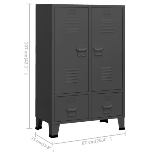 Industrial Wardrobe Anthracite 67x35x107cm Steel - Image 10