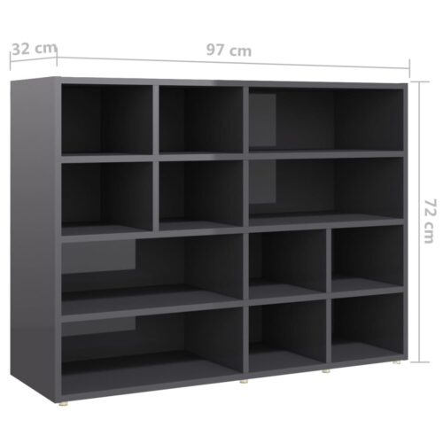 Side Cabinet High Gloss Grey 97x32x72cm Engineered Wood - Image 6