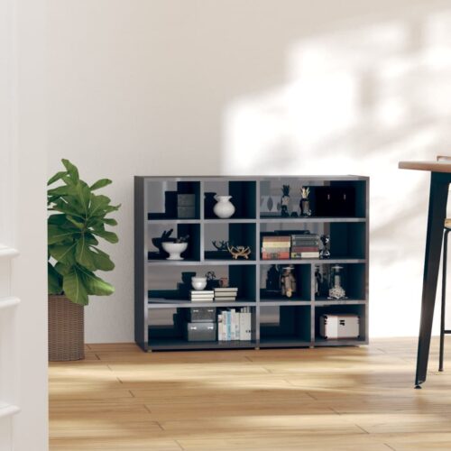 Side Cabinet High Gloss Grey 97x32x72cm Engineered Wood - Image 7