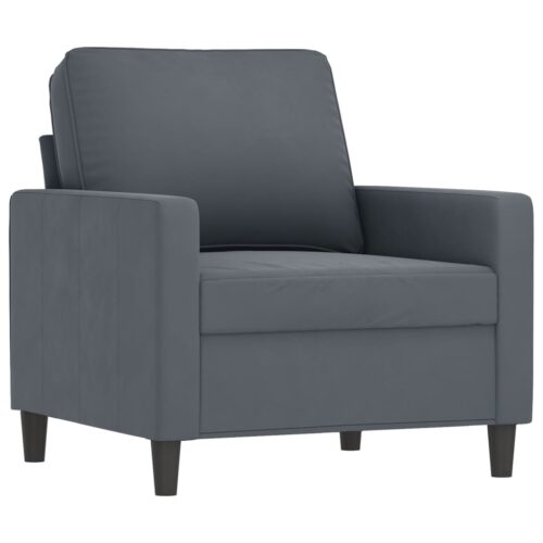 Velvet Sofa Chair Lounge Accent Single TV Couch Modern Armchair Dark Grey 60cm - Image 2