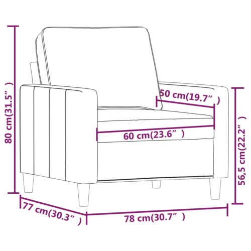 Velvet Sofa Chair Lounge Accent Single TV Couch Modern Armchair Dark Grey 60cm - Image 8