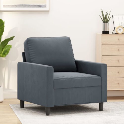 Velvet Sofa Chair Lounge Accent Single TV Couch Modern Armchair Dark Grey 60cm - Image 9