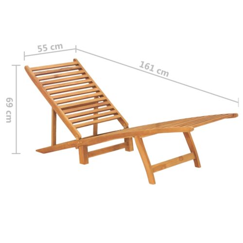 Sun Lounger Solid Teak Wood - Image 6