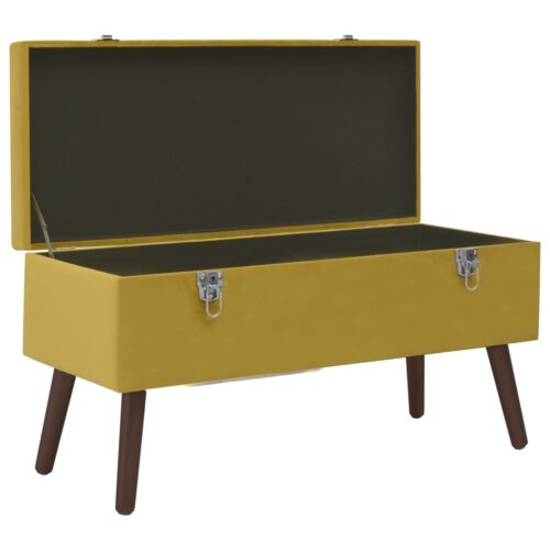Bench with Storage Compartment Mustard Yellow 80cm Velvet - Image 2