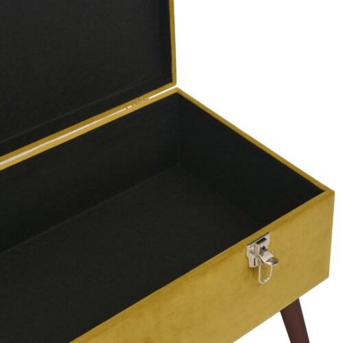 Bench with Storage Compartment Mustard Yellow 80cm Velvet - Image 5