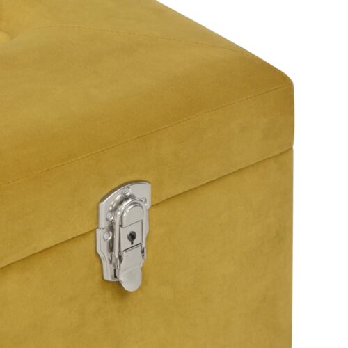 Bench with Storage Compartment Mustard Yellow 80cm Velvet - Image 6
