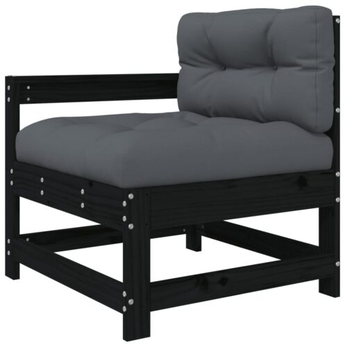 Garden Chairs with Cushions 2pcs Black Solid Wood Pine - Image 4