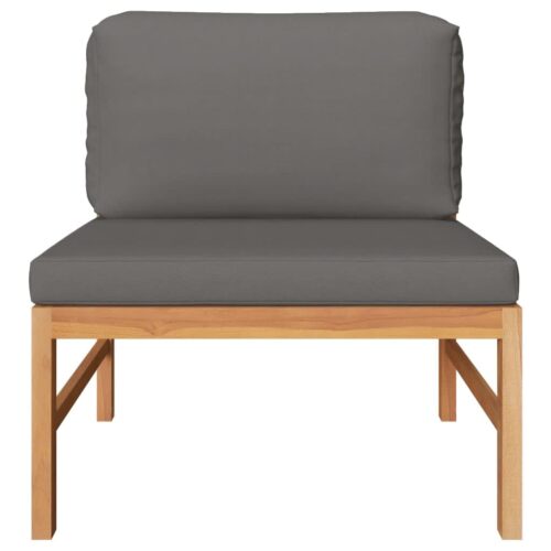 2-Piece Garden Lounge Set with Dark Grey Cushions Teak Wood - Image 3