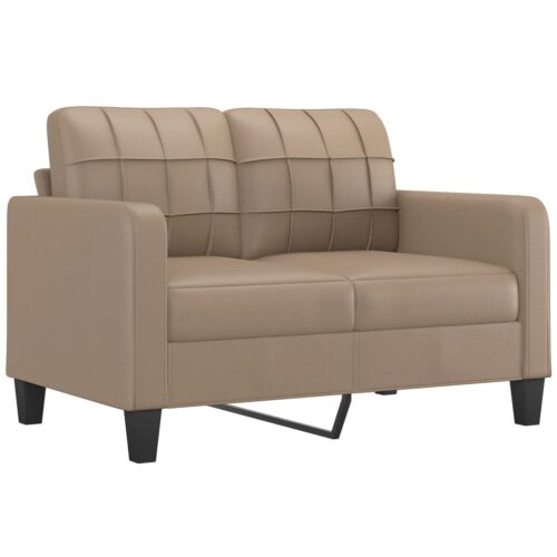2-Seater Sofa Lounge Couch Futon Chair Modern Faux Leather Cappuccino 120cm
