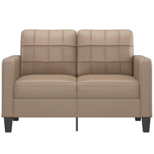 2-Seater Sofa Lounge Couch Futon Chair Modern Faux Leather Cappuccino 120cm - Image 3