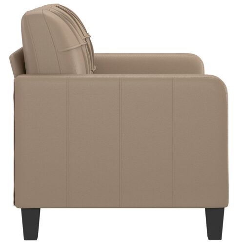 2-Seater Sofa Lounge Couch Futon Chair Modern Faux Leather Cappuccino 120cm - Image 4