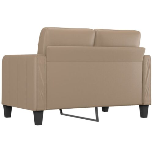 2-Seater Sofa Lounge Couch Futon Chair Modern Faux Leather Cappuccino 120cm - Image 5