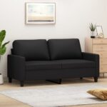 2-Seater Sofa Lounge Couch Futon Modern Loveseat Chair Faux Leather Black 140cm