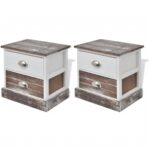 Bedside Cabinets 2pcs Brown White
