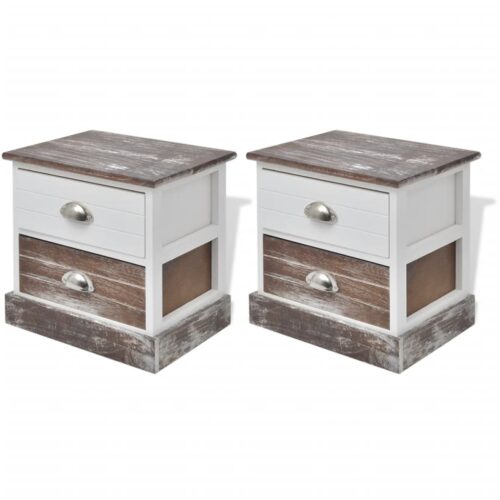 Bedside Cabinets 2pcs Brown White