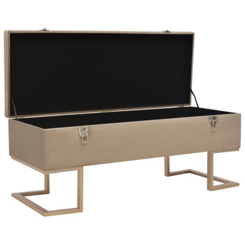 Bench with Storage Compartment 105cm Beige Velvet - Image 2