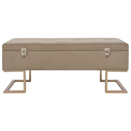 Bench with Storage Compartment 105cm Beige Velvet - Image 3