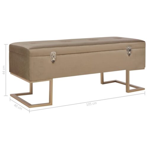 Bench with Storage Compartment 105cm Beige Velvet - Image 7