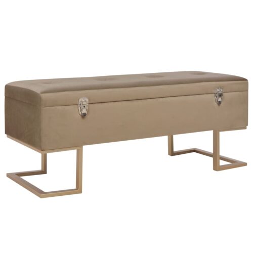 Bench with Storage Compartment 105cm Beige Velvet - Image 8