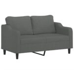 2-Seater Sofa Lounge Couch Loveseat Futon Accent Chair Fabric Dark Grey 140cm