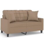 2-Seater Sofa with Cushions Lounge Couch Futon Chair Faux Leather Cappuccino