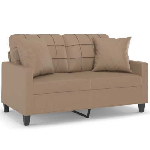 2-Seater Sofa with Cushions Lounge Couch Futon Chair Faux Leather Cappuccino