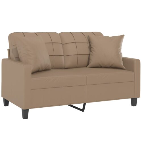 2-Seater Sofa with Cushions Lounge Couch Futon Chair Faux Leather Cappuccino - Image 3